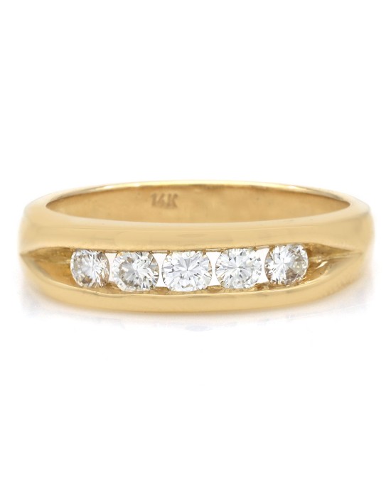 Gentleman's Channel Set Diamond Band in Yellow Gold